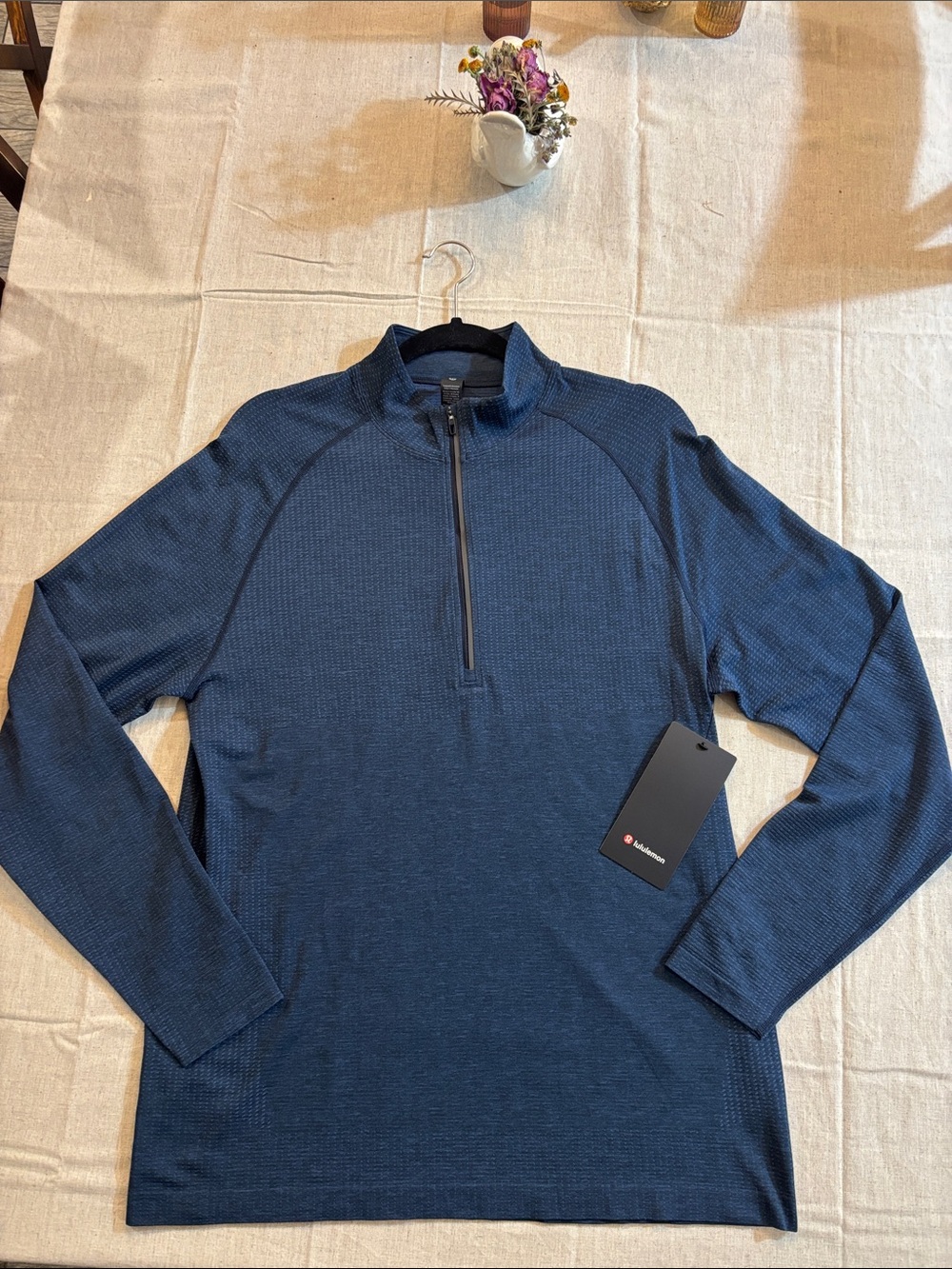 Men's Lululemon Metal Vent Tech Half Zip Long Sleeve Pullover - Deep Navy